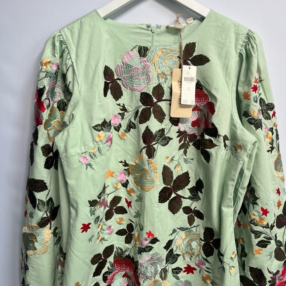 NWT Anthropologie Let Me Be Fully Floral Embroidered Long-Sleeve Mini Dress M - Picture 12 of 17